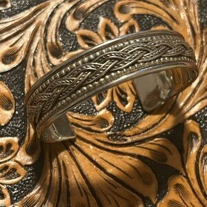 Intricate Silver-Toned Cuff Bracelet